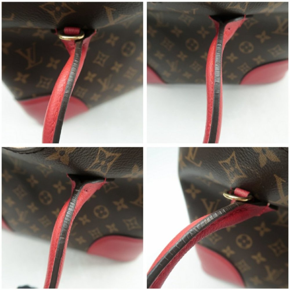 100% Authentic Louis Vuitton Flandrin Brown&Red Monogram Canvas Satchel  Bag - Picture 5 of 12